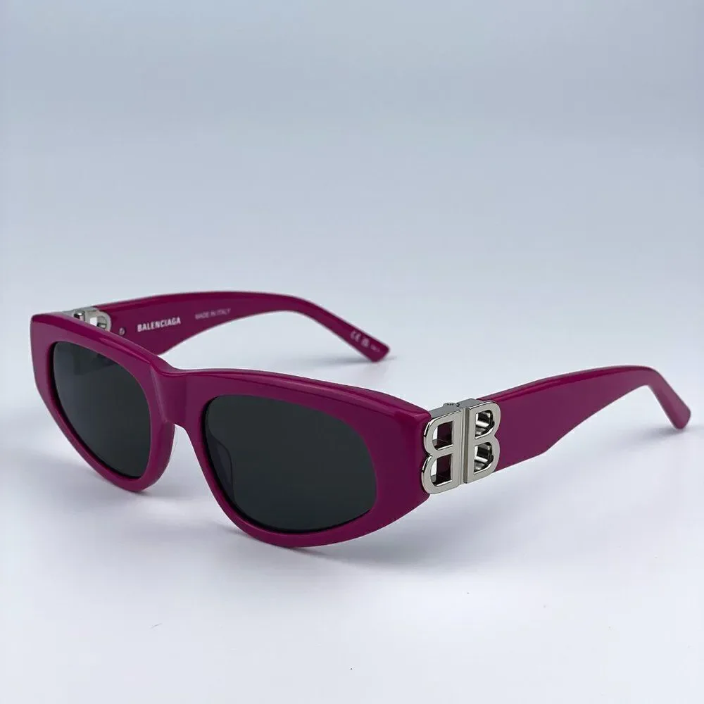 NEW Balenciaga BB0095S 017 Fuchsia Pink Silver Grey Cat Eye Unisex Sunglasses - Picture 7 of 13